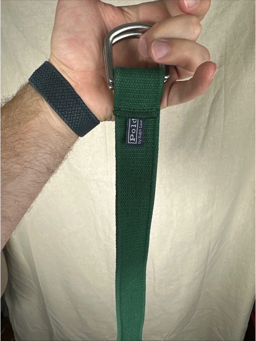 Polo Ralph Lauren Mens Belt Green Canvas Web D Ring 39.5in